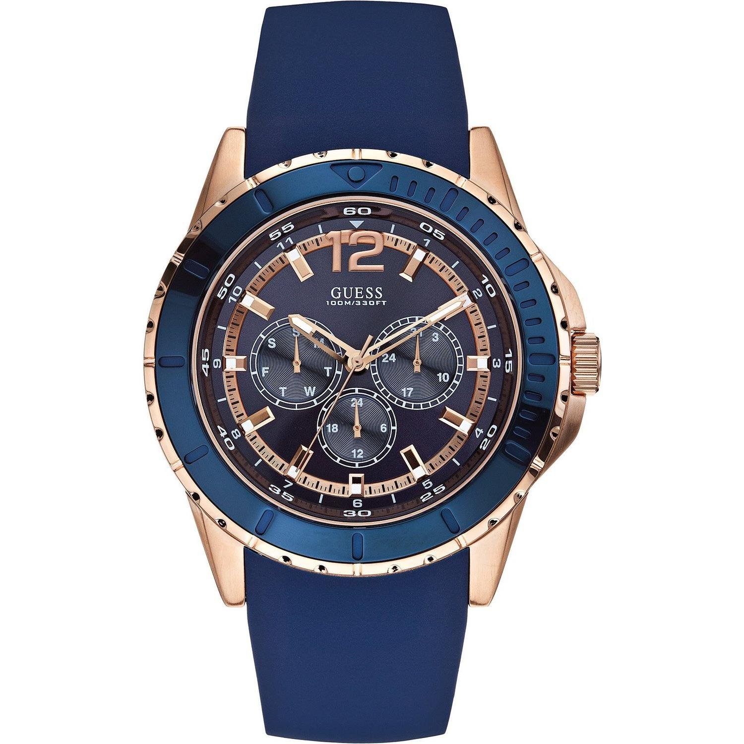 Guess Watches : W0485G1 Blue Dial Silicone Men Watch