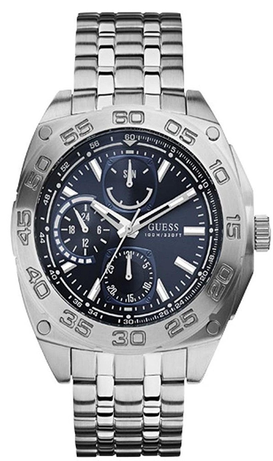 Guess Watches : W0487G1 Black Dial Stainless Steel Band Men Watch