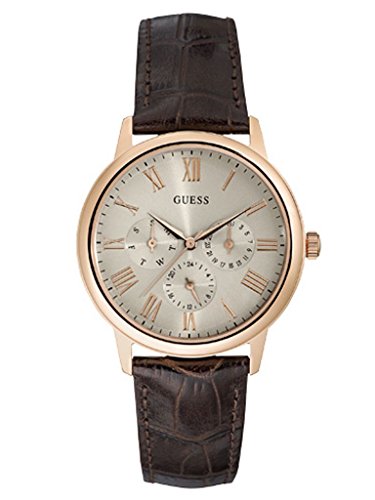Guess Watches : W0496G1 Quartz Multifunction Dial Brown Leather Women Watch