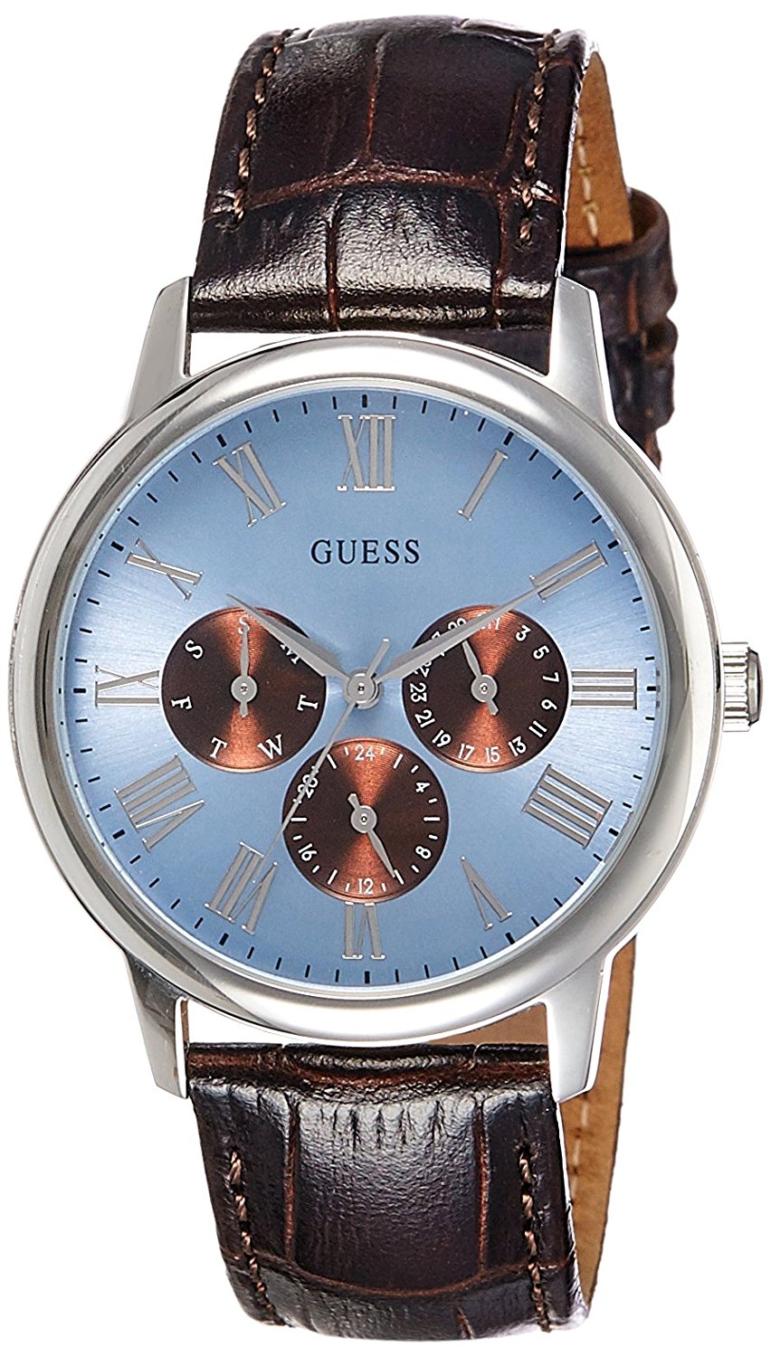 Guess Watches : W0496G2 Light Blue Dial Day & Date 24 Hour Men Watch