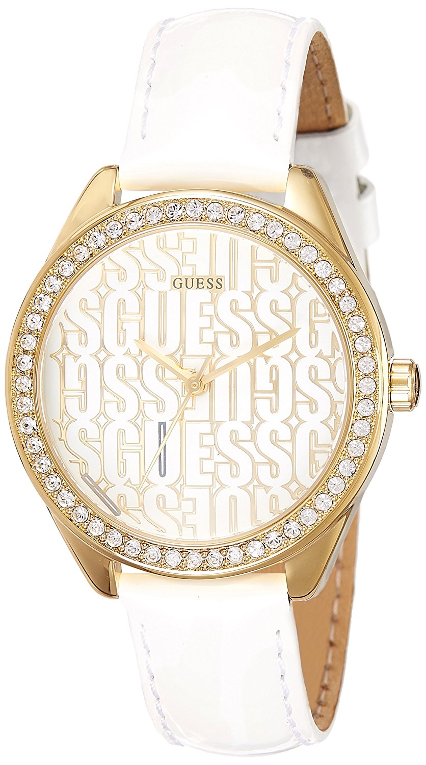 Guess Watches : W0560L2 Gold Dial Leather Women Watch