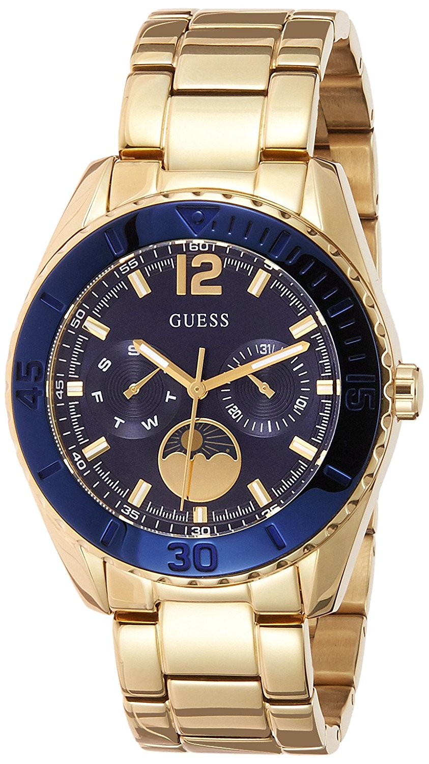 Guess Watches : W0565L4 Blue Dial Day & Date Moon Phrase Women Watch