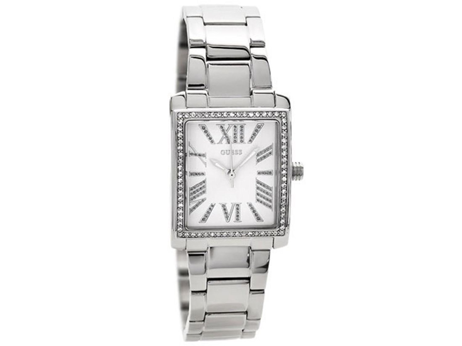 Guess Watches : W0569L1 White Dial Stone Set Women Watch