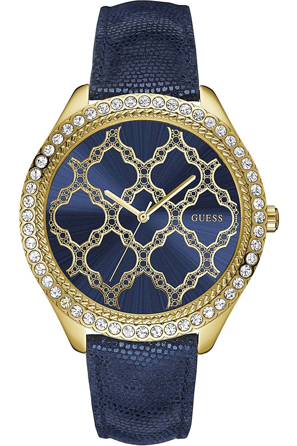Guess Watches : W0579L6 Blue Dial Leather Band Men Watch