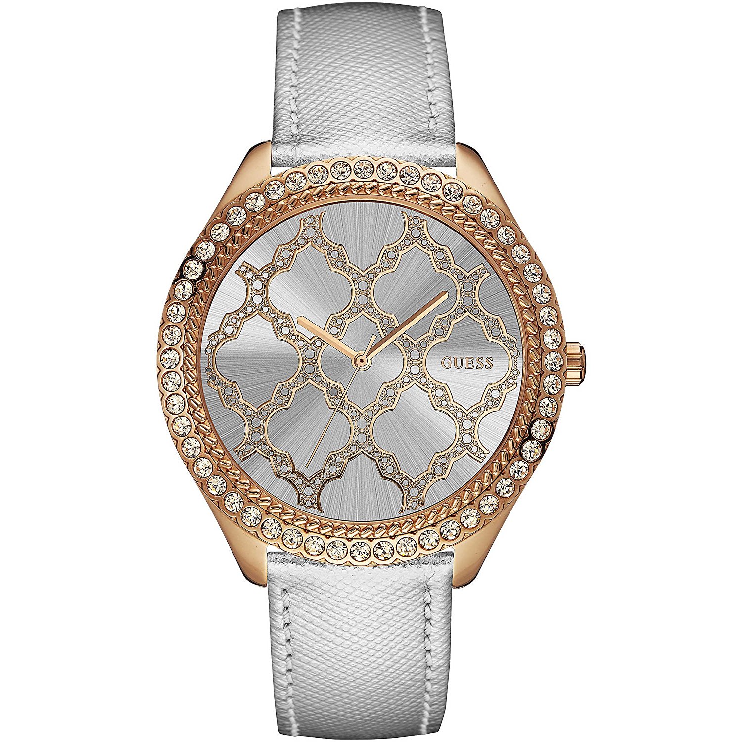 Guess Watches : W0579L9 Silver Dial Calfskin Band Women Watch