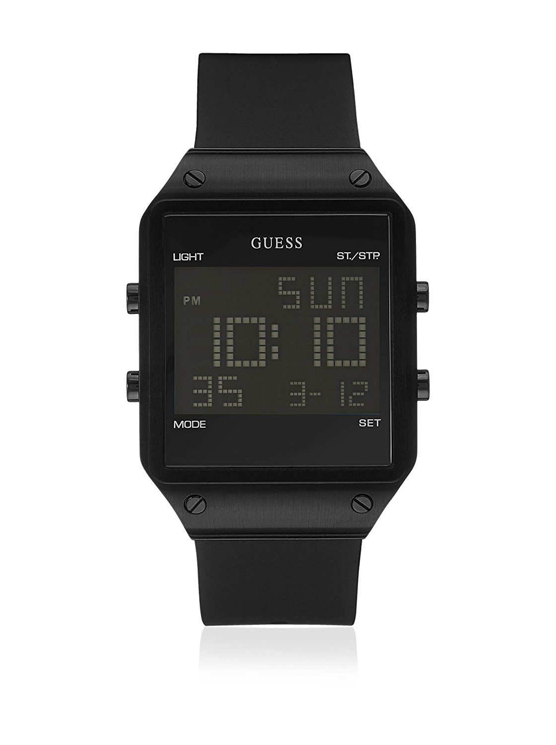 Guess Watches : W0595G1 Black Dial Silicone Band Men Watch