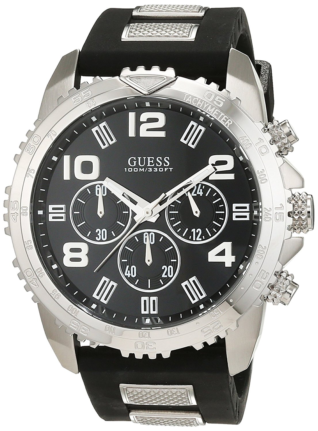 Guess Watches : W0599G3 Black Dial Silicone Men Watch