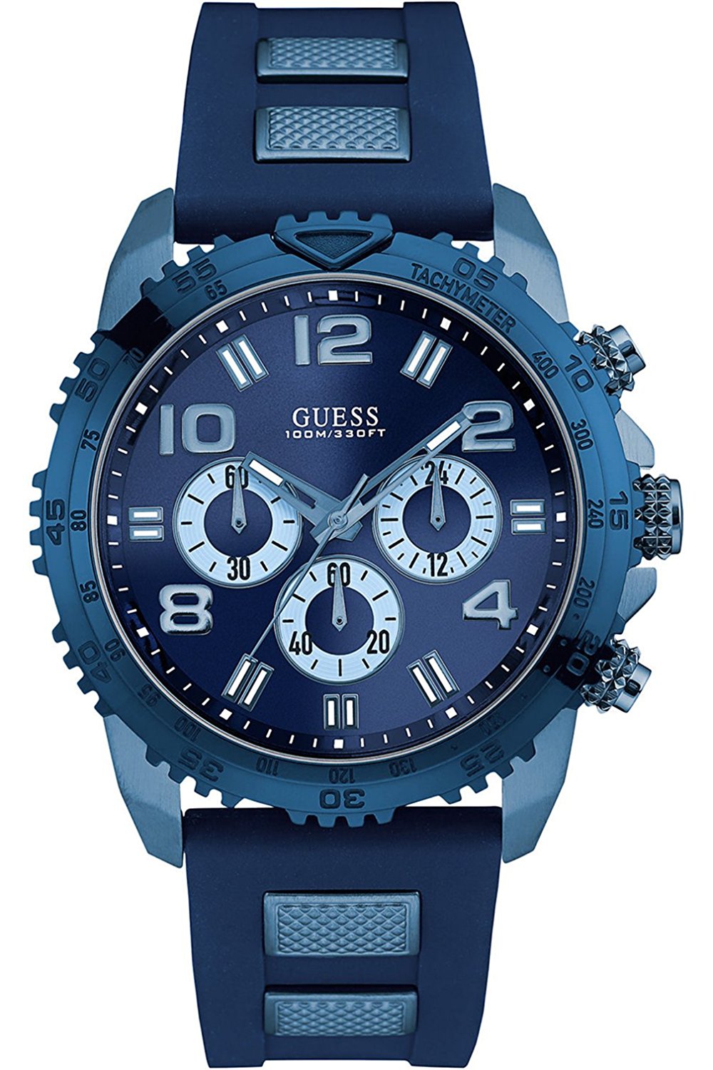 Guess Watches : W0599G4 Blue Dial Silicone Band Men Watch