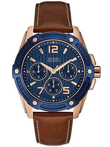 Guess Watches : W0600G3 Quartz Multifunction Dial Brown Leather Men Watch