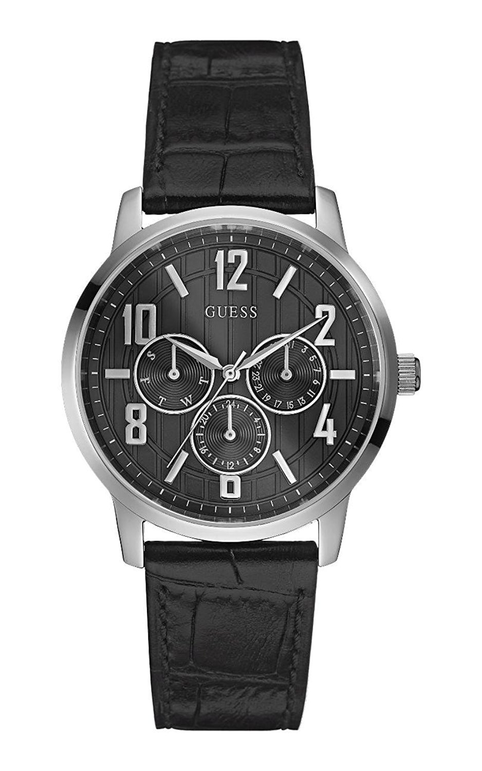 Guess Watches : W0604G1 Black Dial Patent Leather Band Men Watch