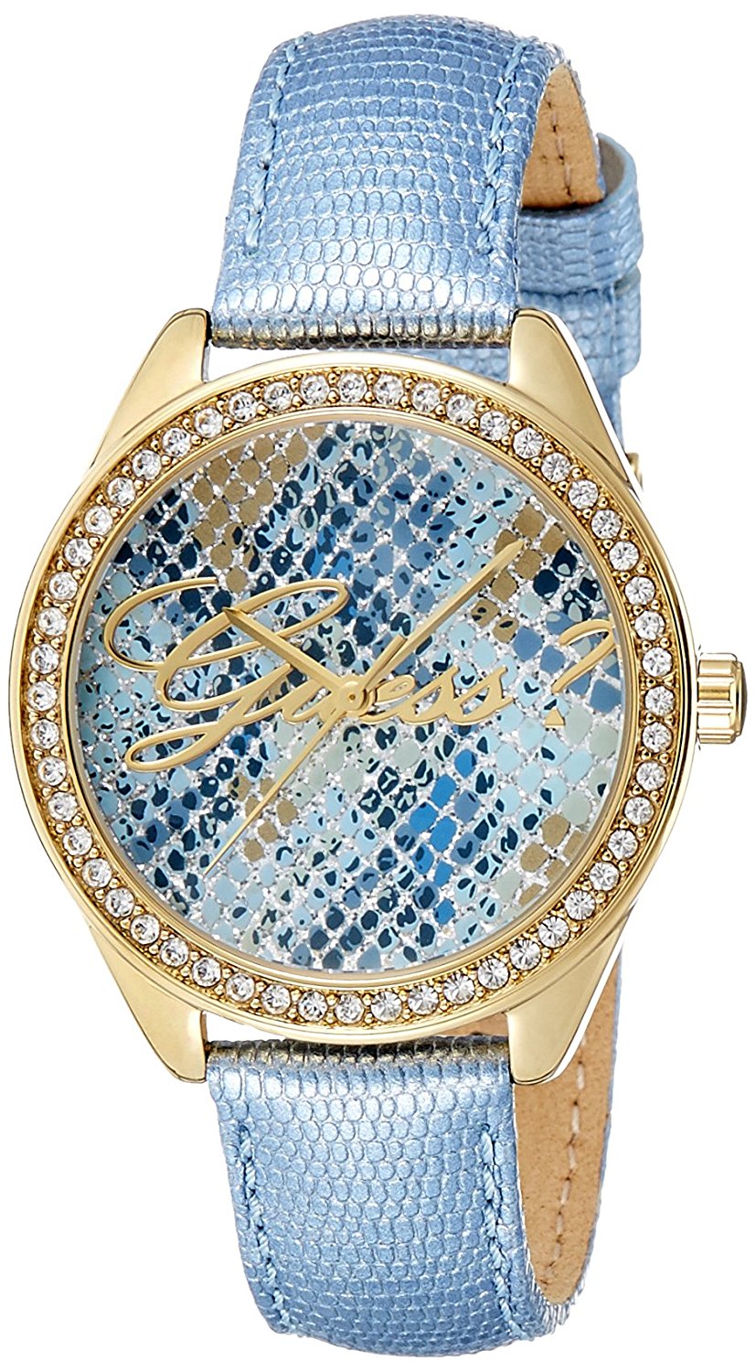Guess Watches : W0612L1 Blue Dial Stone Set Women Watch