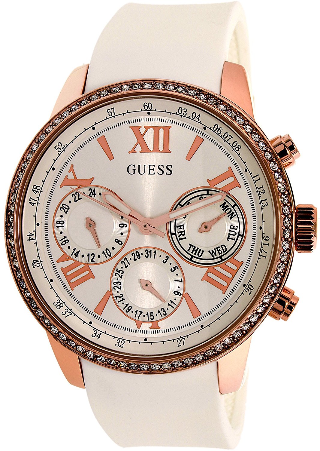 Guess Watches : W0616L1 White Dial Rubber Band Women Watch