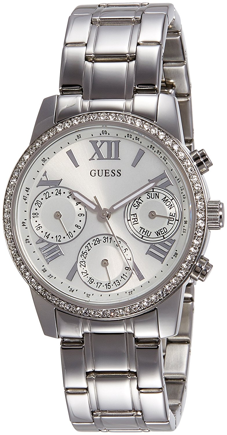 Guess Watches : W0623L1 White Dial Stainless Steel Band Women Watch