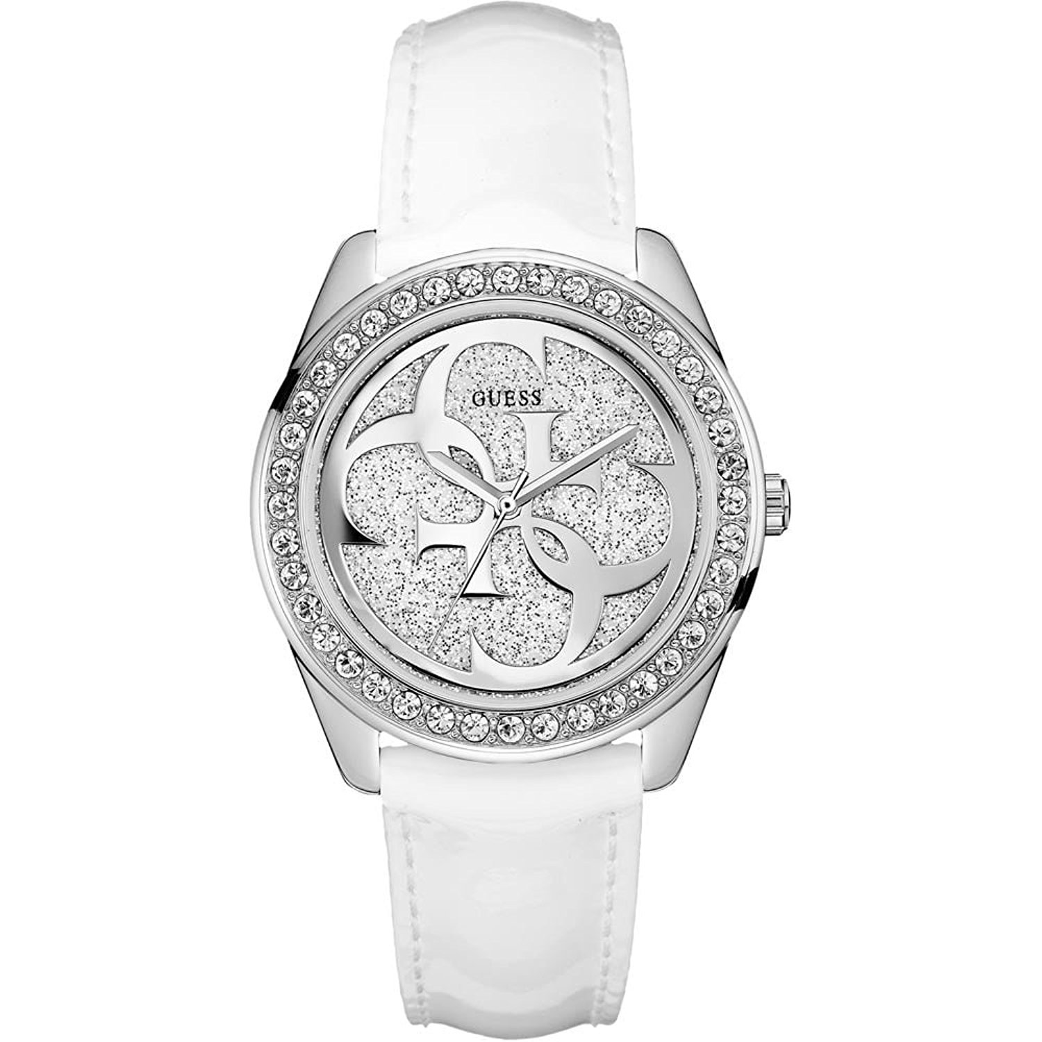 Guess Watches : W0627L4 Silver Dial Leather Women Watch