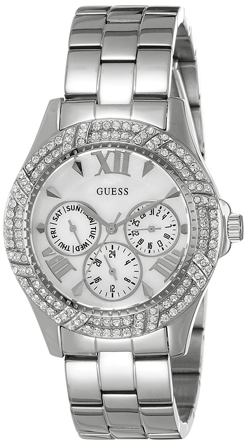 Guess Watches : W0632L1 Silver Dial Date Women Watch