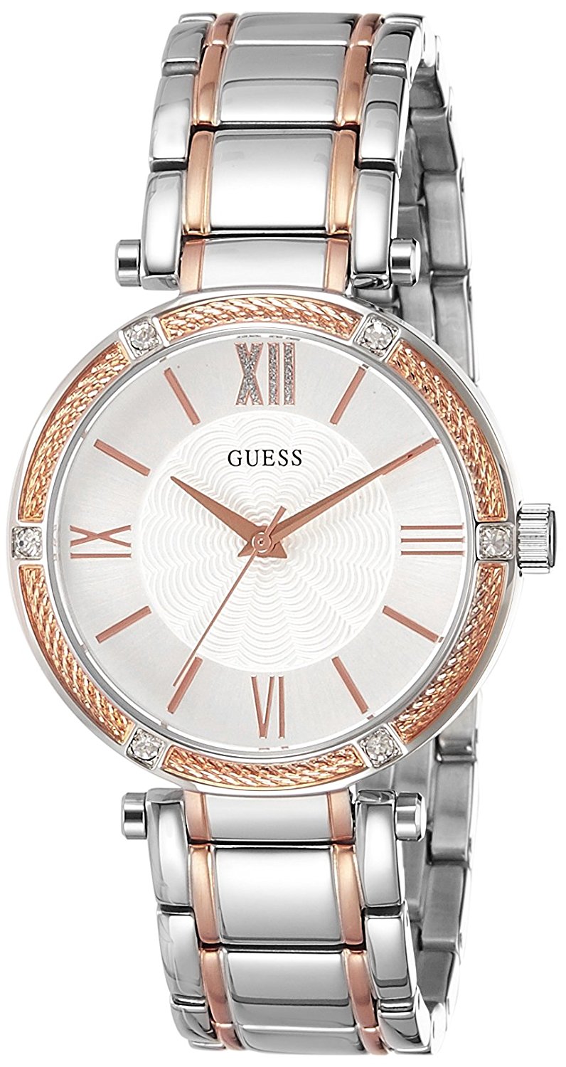 Guess Watches : W0636L1 Silver Dial Stone Set Women Watch