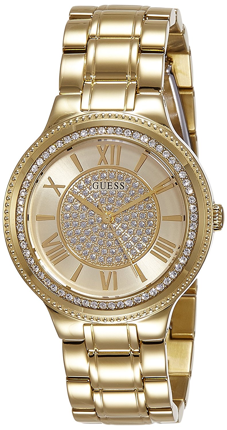 Guess Watches : W0637L2 Gold Dial Stainless Steel Band Women Watch
