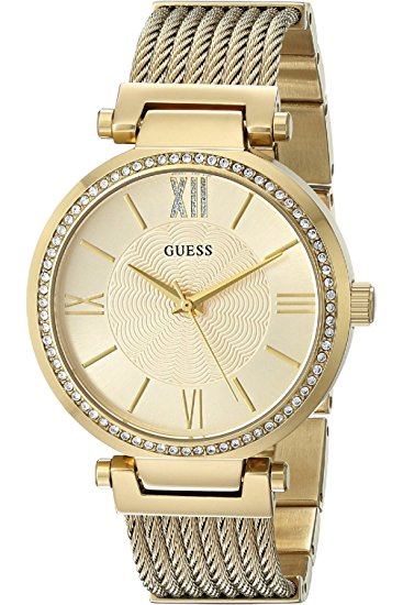 Guess Watches : W0638L2 Quartz Analog Crystal Bezel Gold Tone Stainless Steel Women Watch