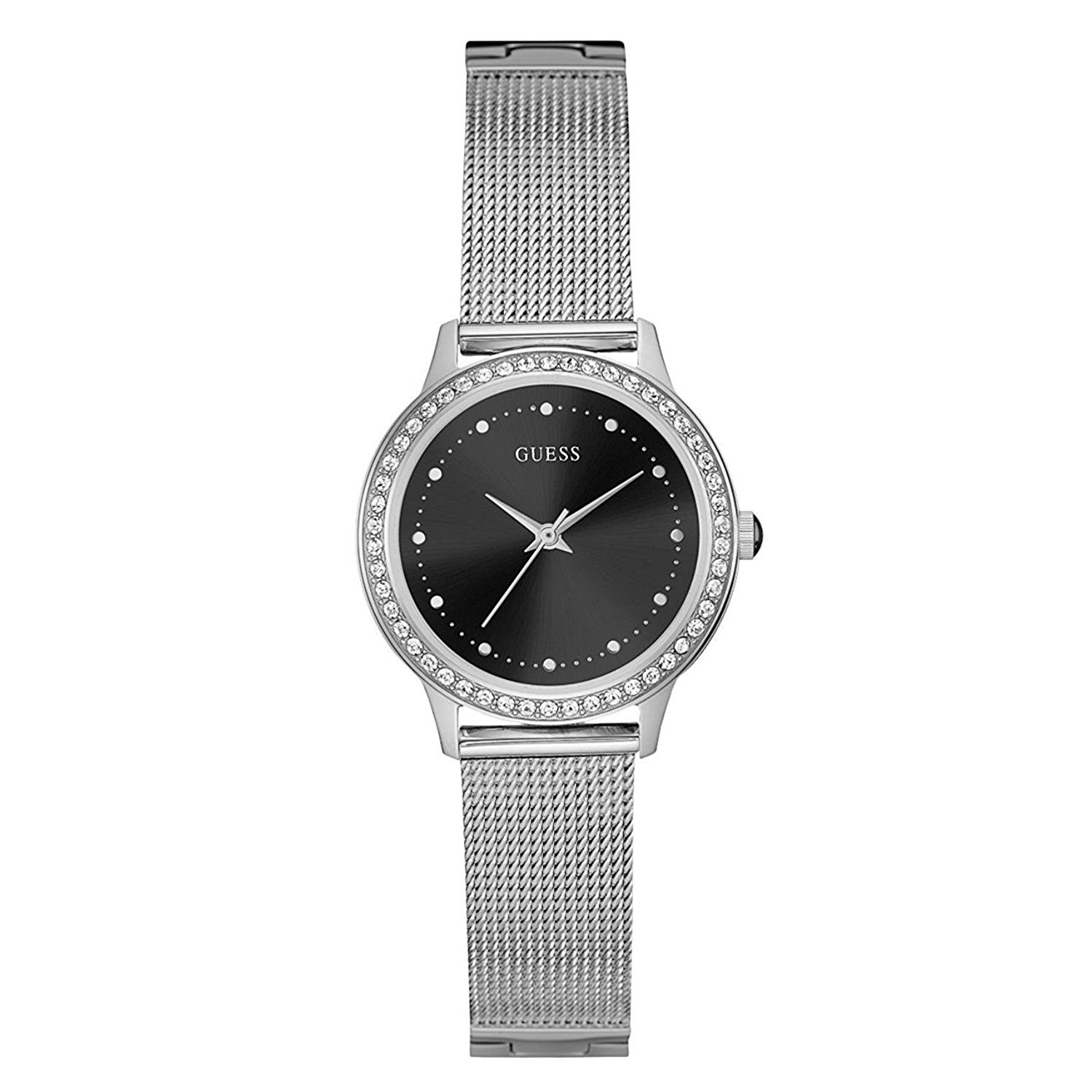 Guess Watches : W0647L5 Black Dial Stainless Steel Band Women Watch