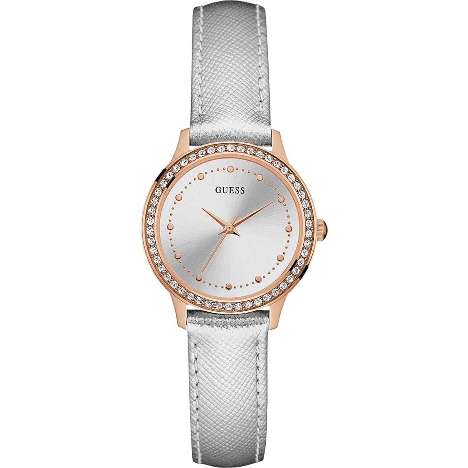 Guess Watches : W0648L11 Silver Dial Leather Women Watch