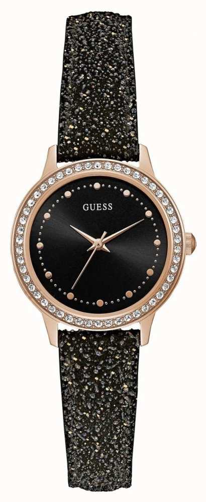 Guess Watches : W0648L22 Quartz Analog Black Leather Women Watch