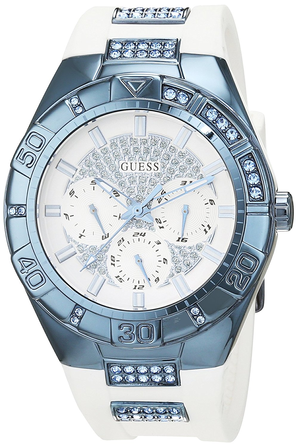 Guess Watches : W0653L2 White Dial Rubber Band Women Watch