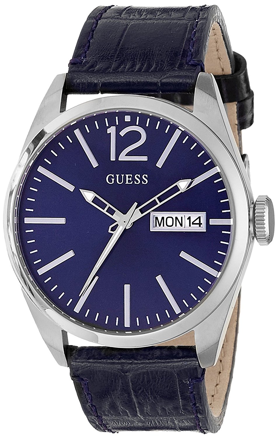 Guess Watches : W0658G1 Blue Dial Leather Men Watch