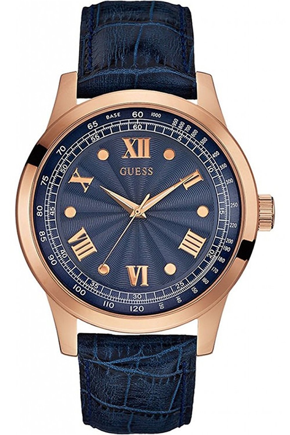 Guess Watches : W0662G4 Blue Dial Leather Band Men Watch
