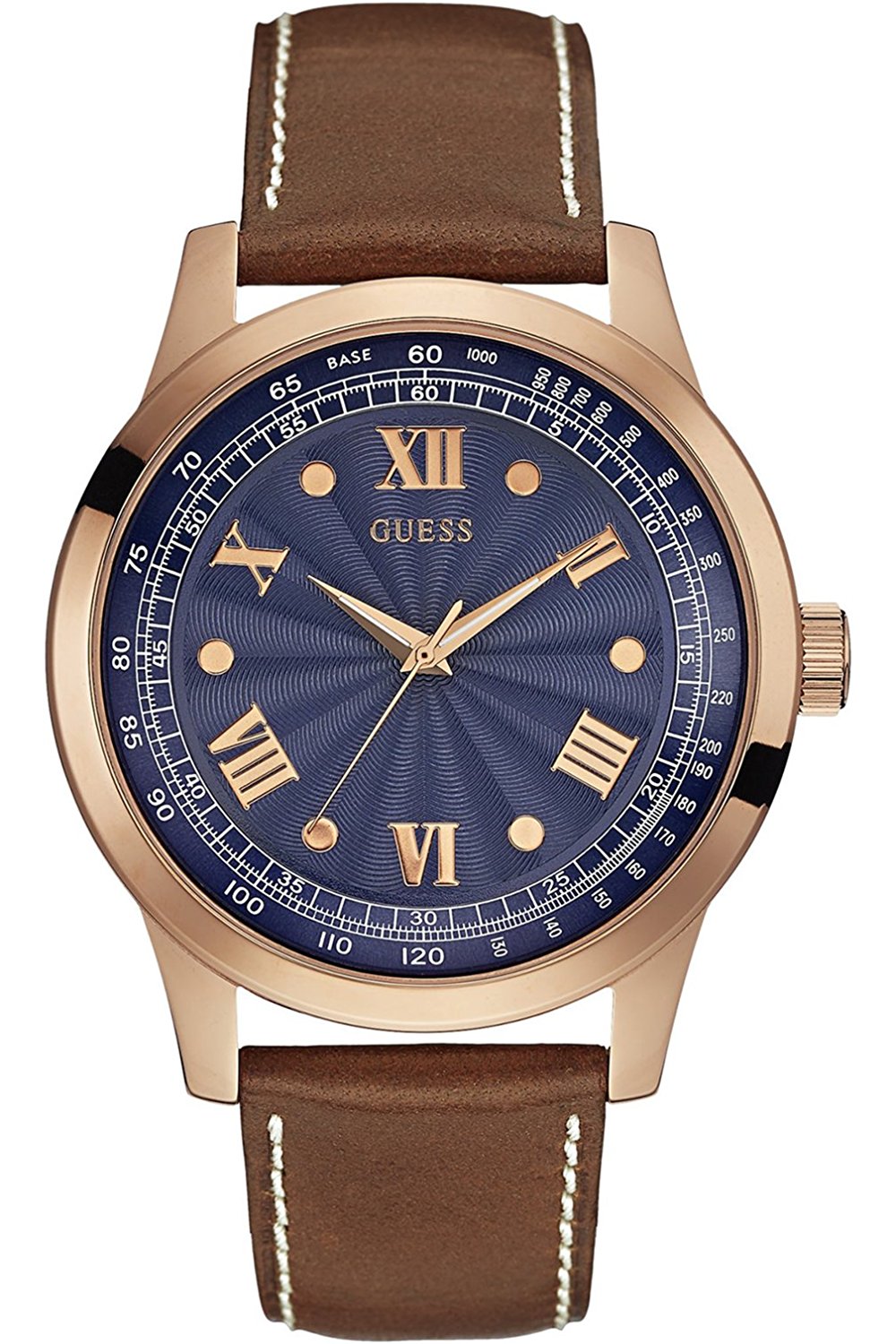Guess Watches : W0662G5 Blue Dial Leather Band Men Watch
