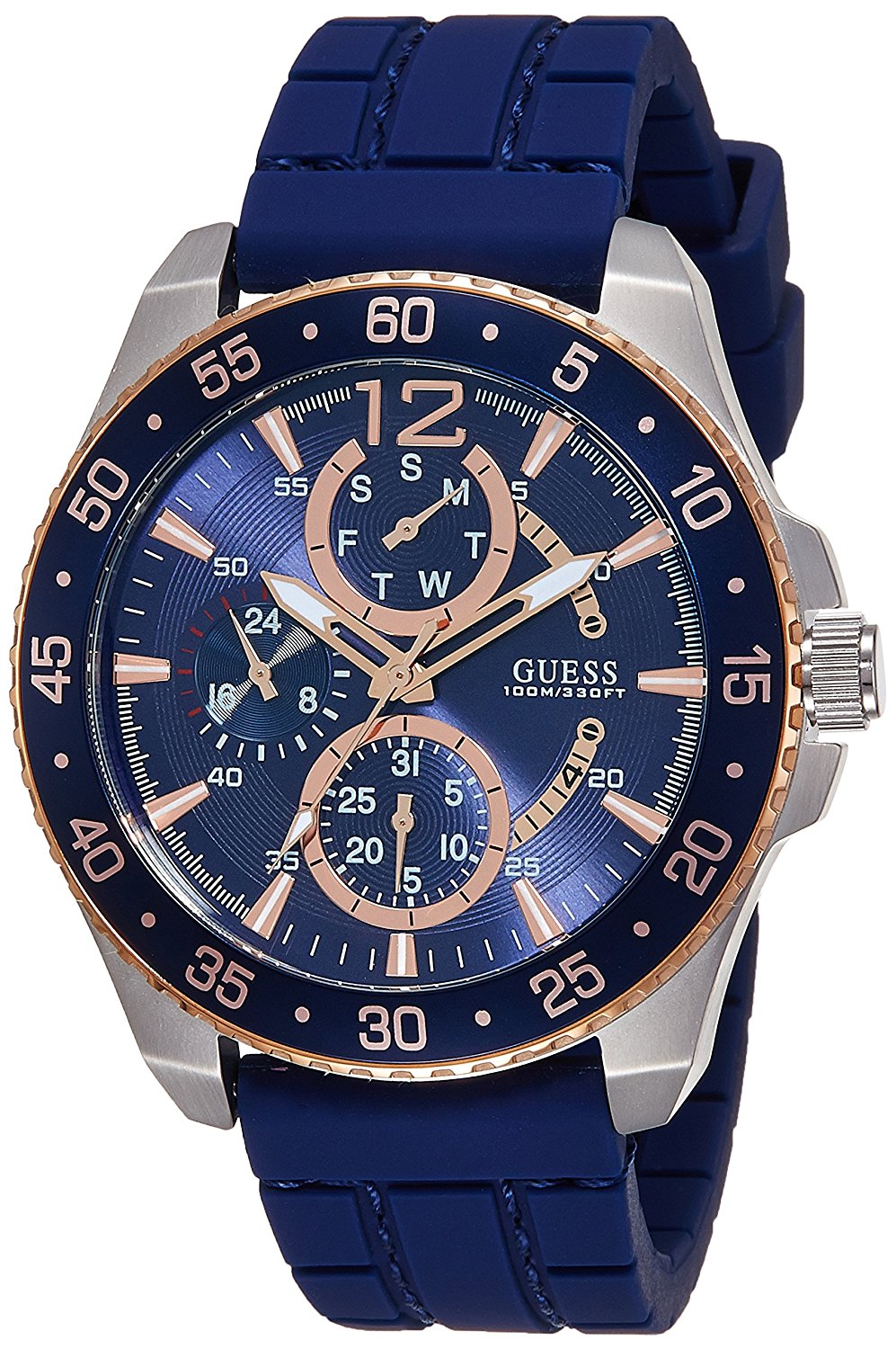 Guess Watches : W0798G2 Blue Dial Rubber Band Men Watch