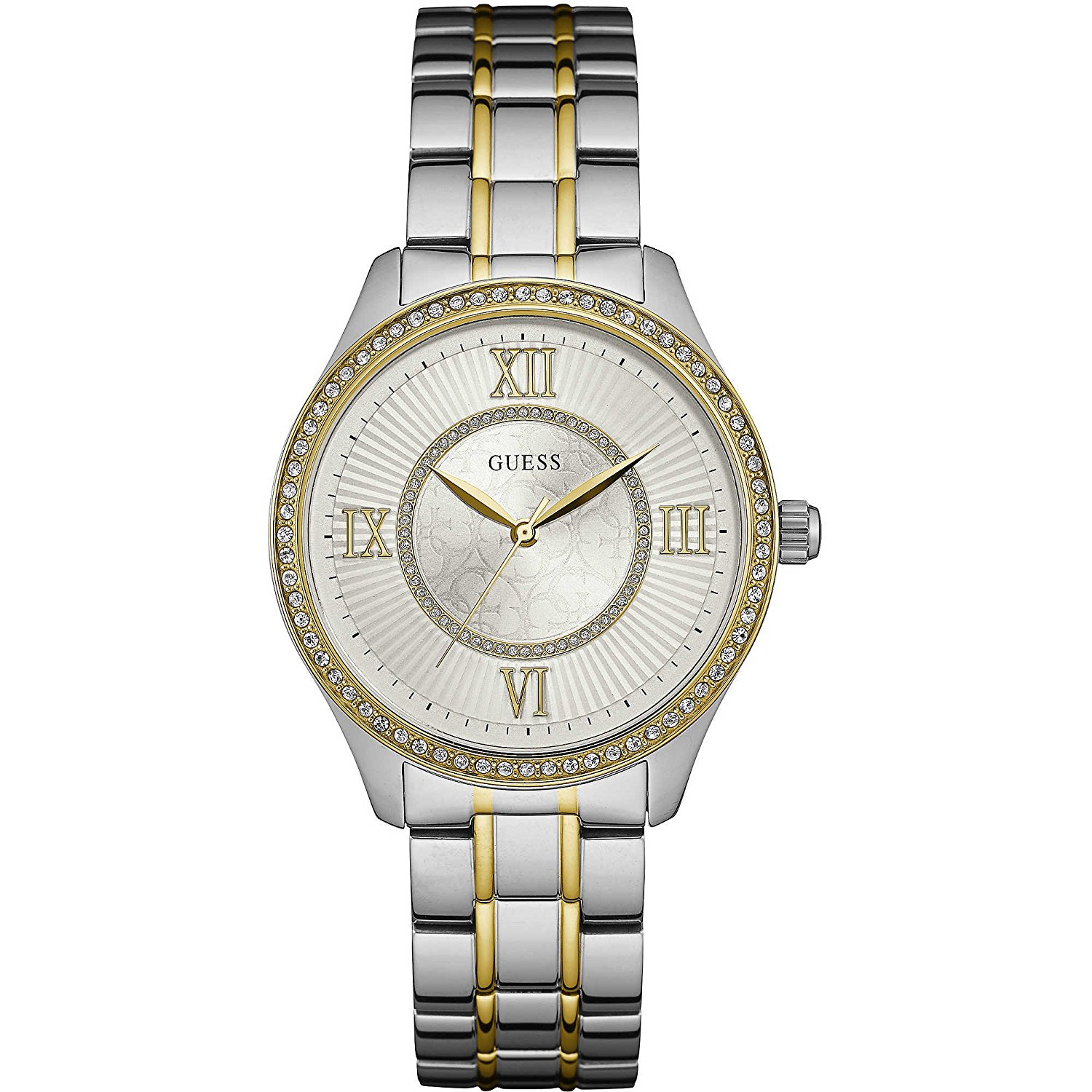 Guess Watches : W0825L2 White Dial Stainless Steel Gold Plated Women Watch