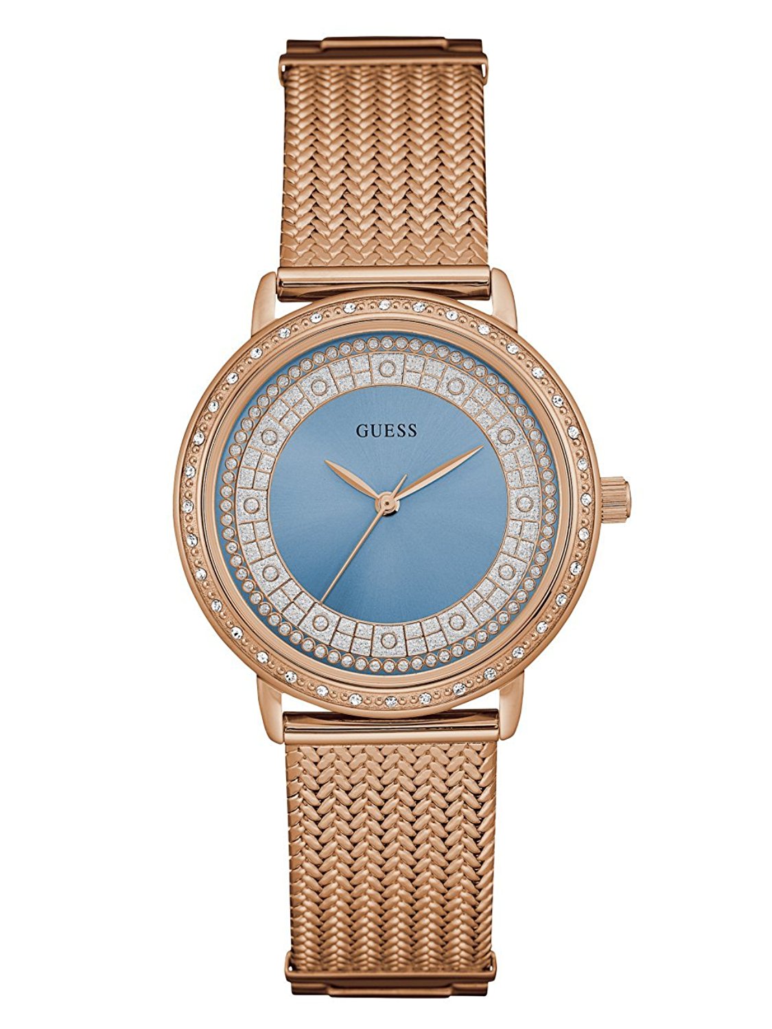 Guess Watches : W0836L1 Blue Dial Gold-plated Stainless Steel Band Women Watch