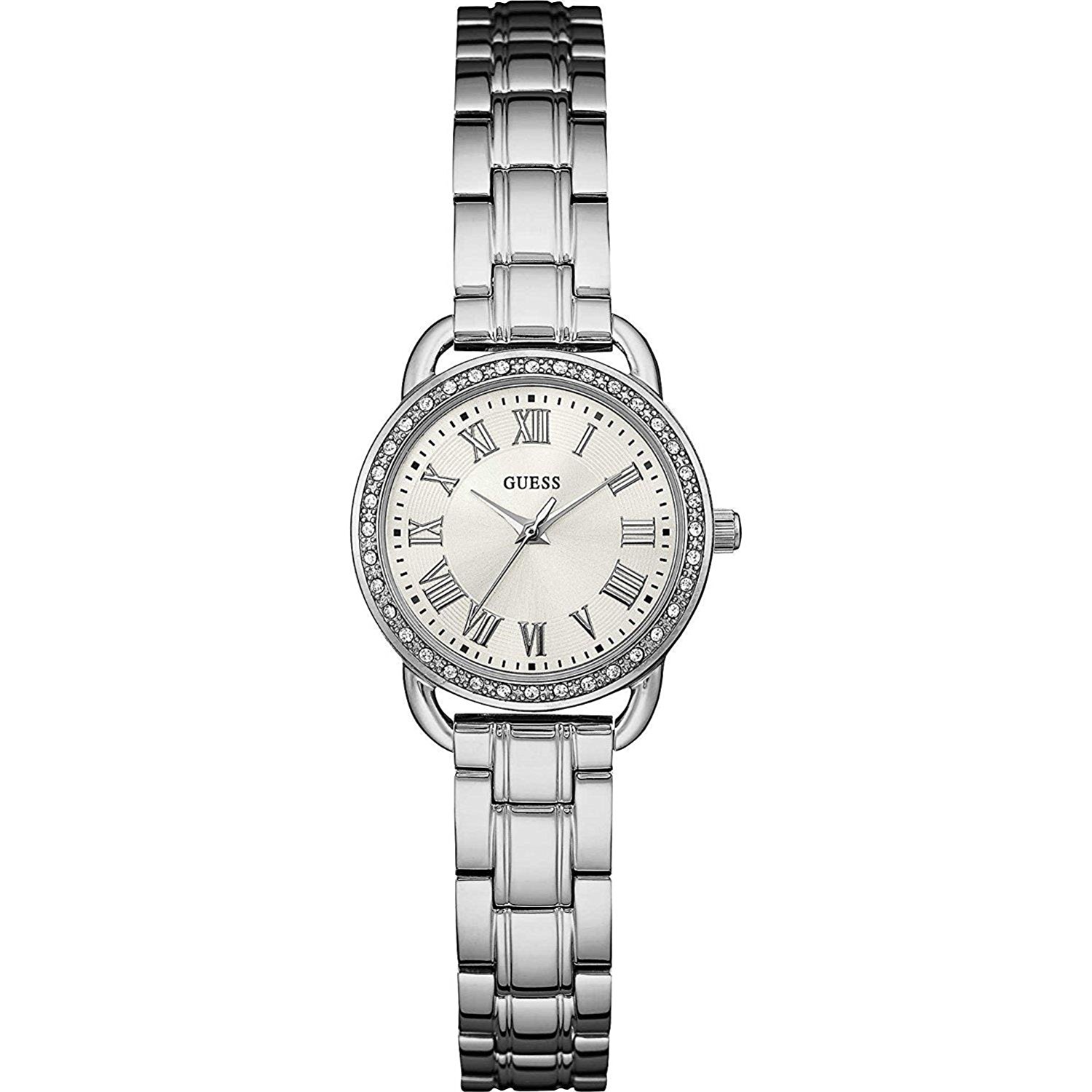 Fake AAA Guess Watches : W0837L1 White Dial Stainless Steel Band Women Watch Watch