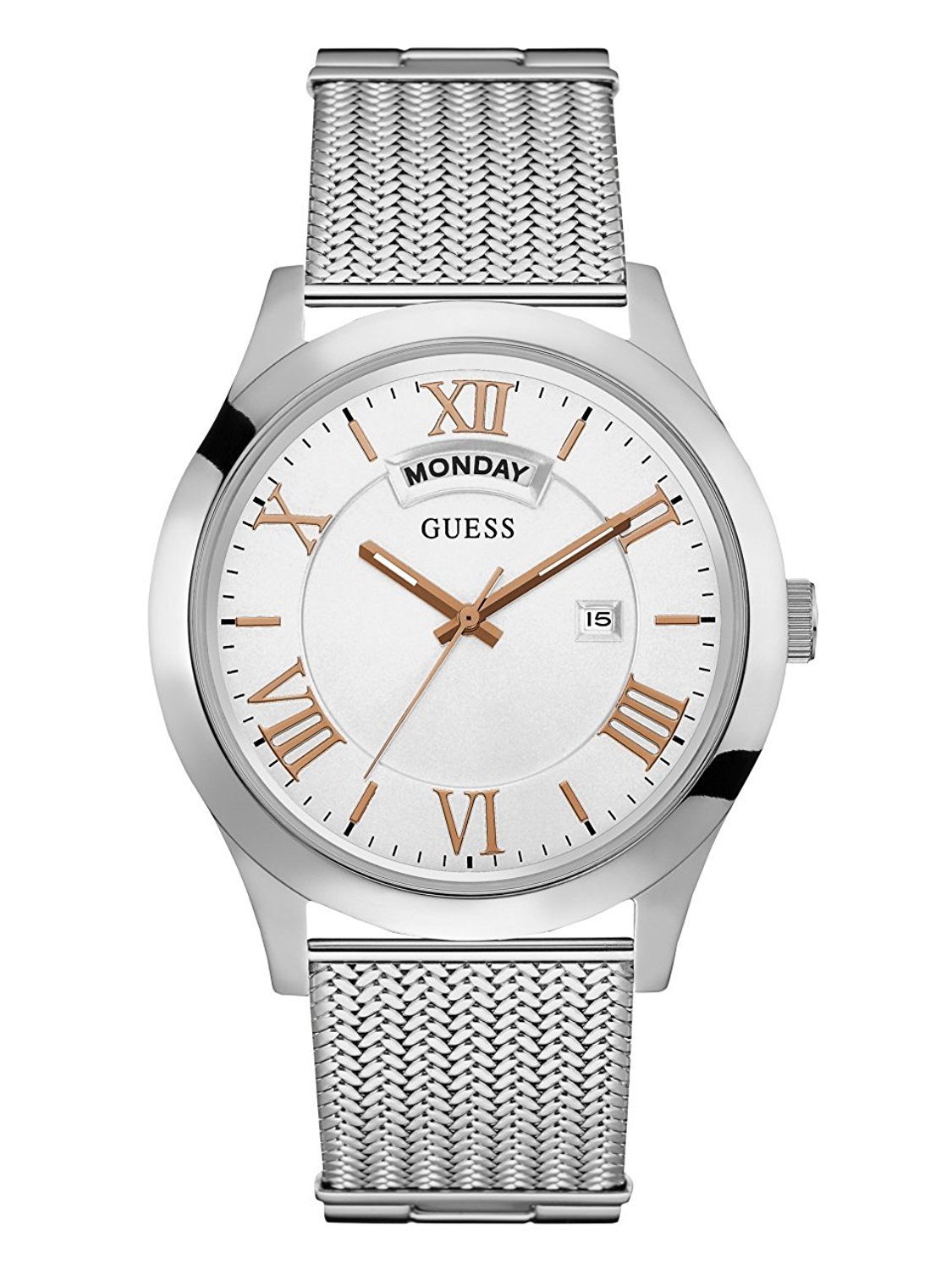 Guess Watches : W0923G1 White Dial Stainless Steel Band Men Watch