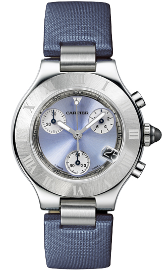 Cartier Watches : W1020013 Quartz Stainless Steel Blue Dial Satin Blue Band Women Watch