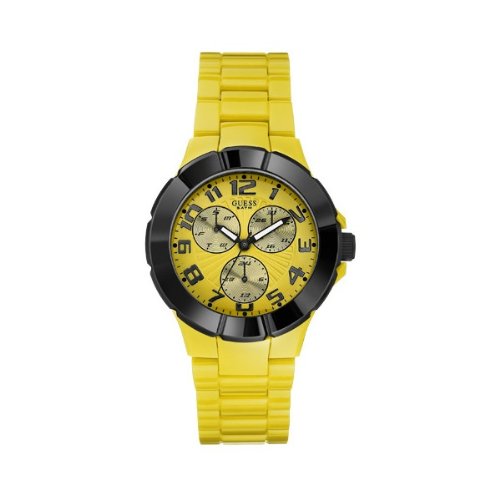 Guess Watches : W11594G6 Quartz Yellow Dial Stainless Steel Case With Yellow Policarbonate Strap Men Watch