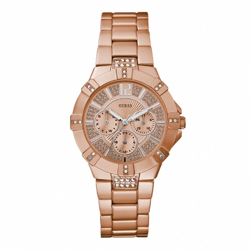 Guess Watches : W11624L3 Quartz Rose Gold Dial Aluminum Case With Aluminum Bracelet Women Watch
