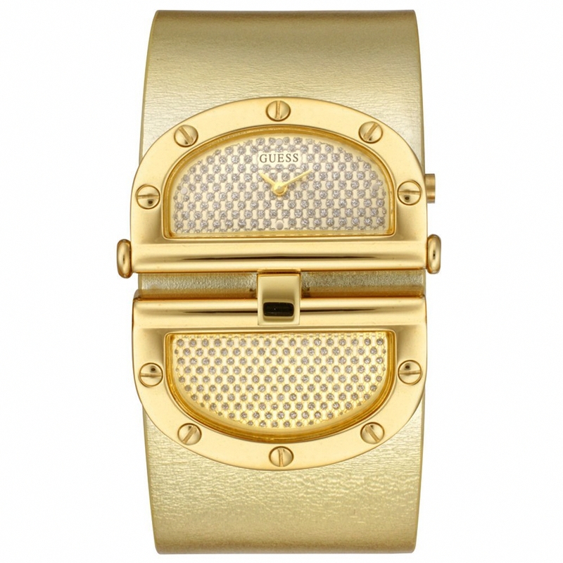 Guess Watches : W12505L1 Quartz Gold And Stainless Steel Dial With Leather Strap Women Watch