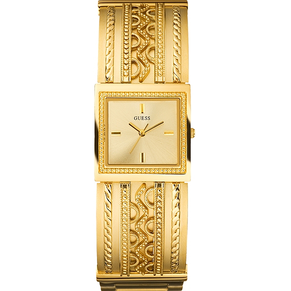 Guess Watches : W12586L1 Quartz White Dial Gold Tone Stainless Steel Case And Bracelet Women Watch