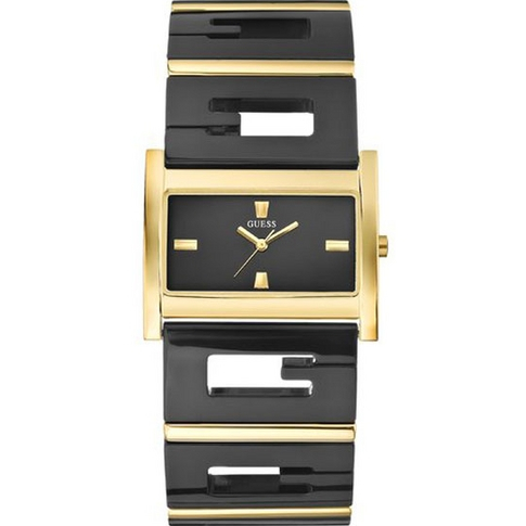 Guess Watches : W12587L2 Quartz Black Dial Gold Tone Stainless Steel Case With Black And Gold Stainless Steel Bracelet Men Watch
