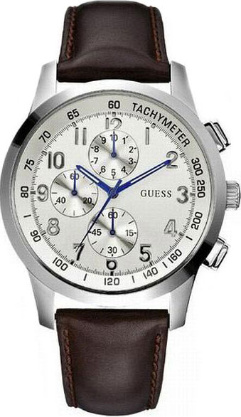 Guess Watches : W13530G2 Quartz Chronograph Brown Leather Men Watch