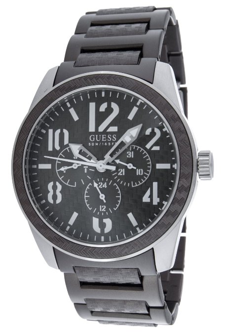 Guess Watches : W13578G1 Quartz Black Dial Stainless Steel Case With Stainless Steel Bracelet Men Watch