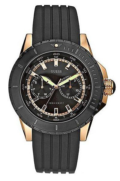 Guess Watches : W14026G1 Quartz Black Silicone Men Watch