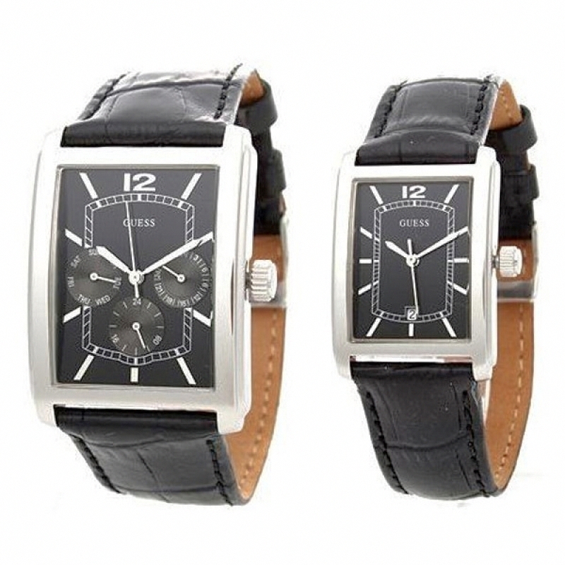Guess Watches : W14527P1 Quartz Black Dial Stainless Steel Case With Black Leather Stap Women Watch