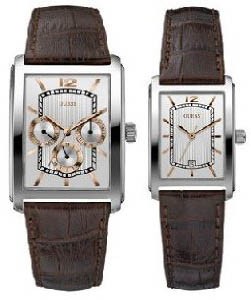 Guess Watches : W15060P1 Quartz White Dial Stainless Steel Case With Brown Leather Strap Women Watch