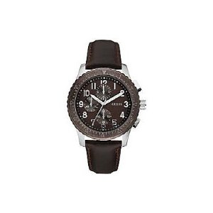 Guess Watches : W15527G1 Quartz Brown Dial Stainless Steel Case With Brown Leather Strap Men Watch