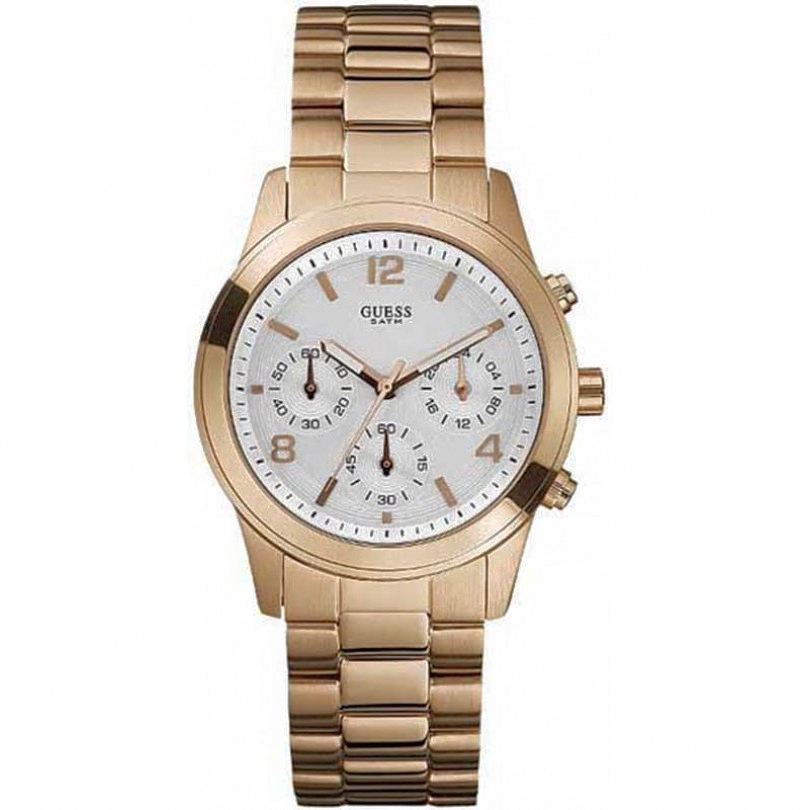 Guess Watches : W16571L1 Quartz White Dial Rose Gold Plated Women Watch