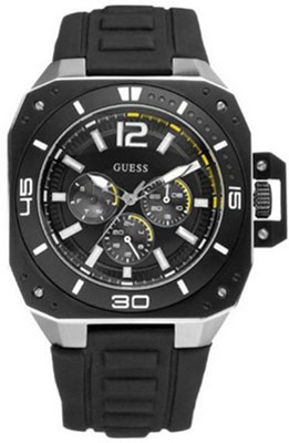 Guess Watches : W17526G1 Quartz Analog Black Silicone Men Watch