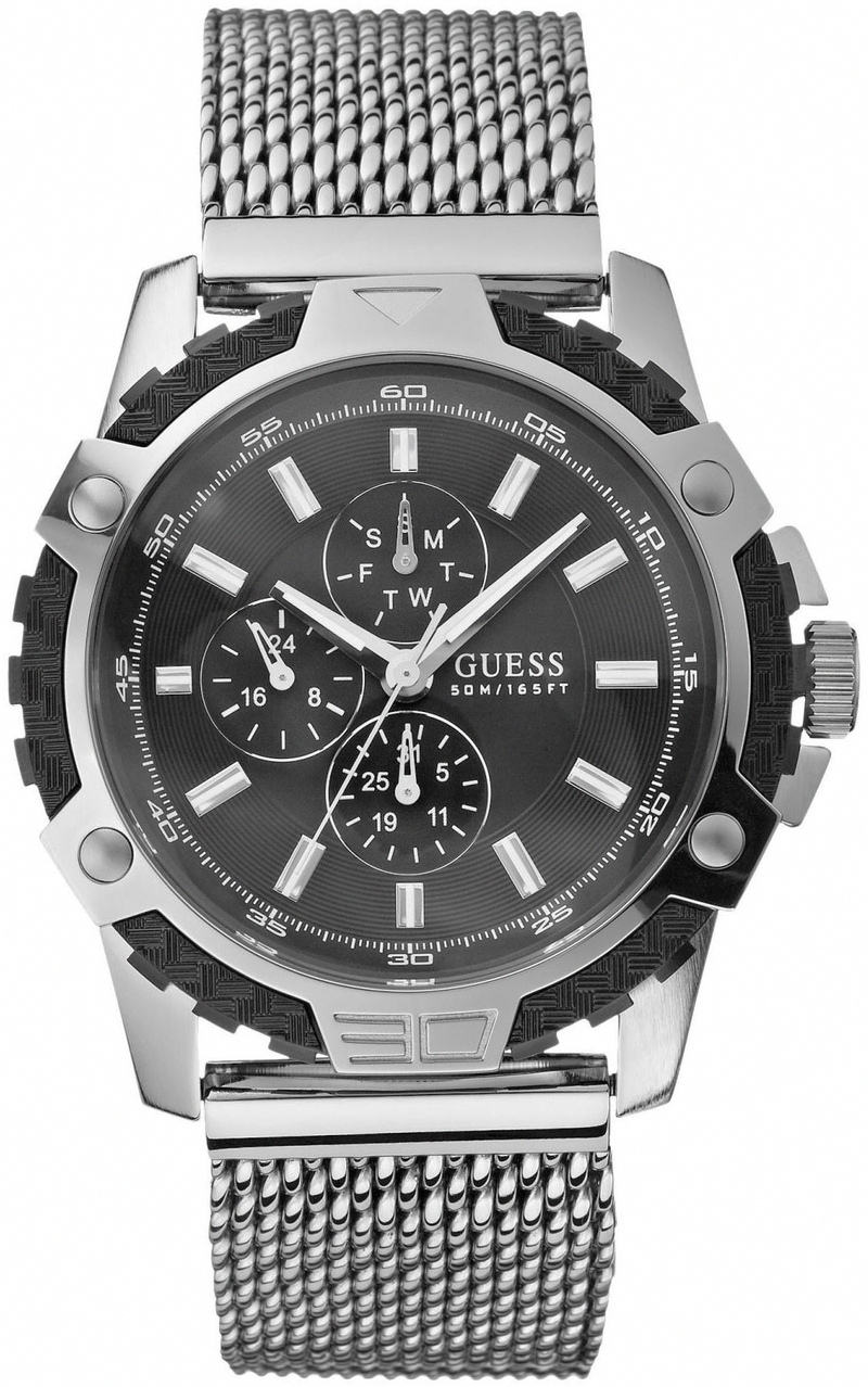 Guess Watches : W19530G1 Quartz Black Dial Stainless Steel Case And Bracelet Men Watch