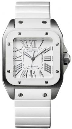 Cartier Watches : W20129U2 Automatic Stainless Steel Silver Dial White Rubber Band Women Watch